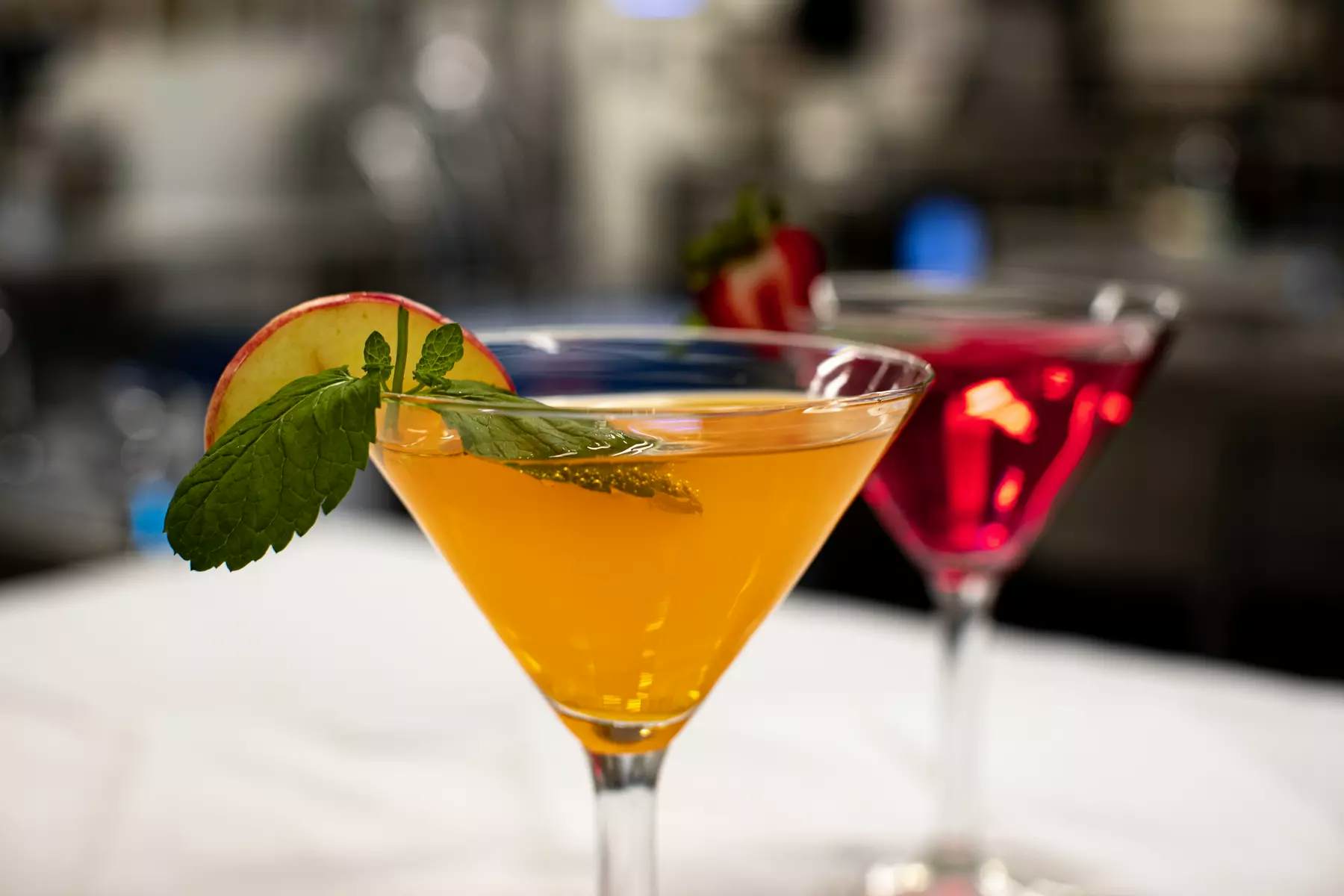 Cocktail served in martini glasses
