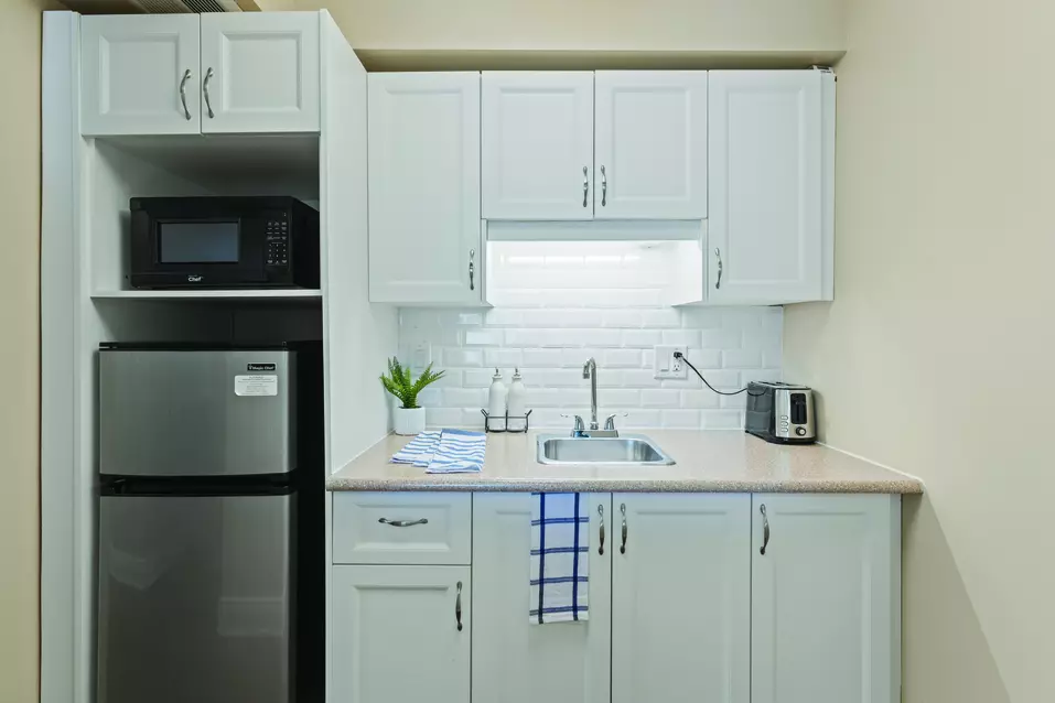 A suite's kitchen of Chartwell Grenadier Retirement Residence