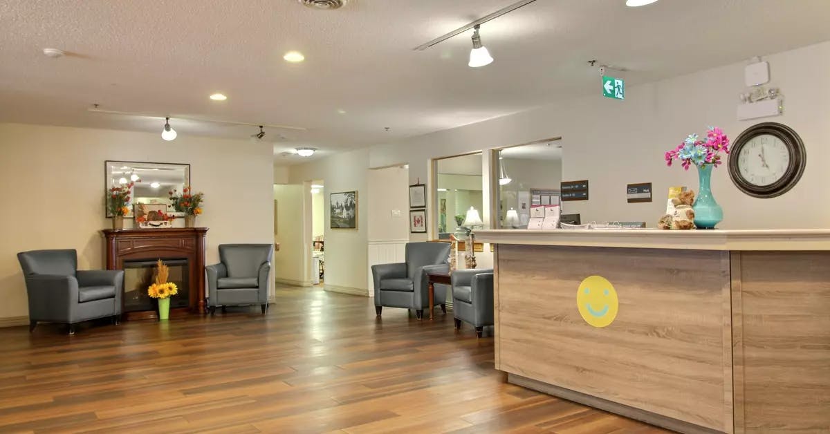 reception area of chartwell rosedale retirement residence