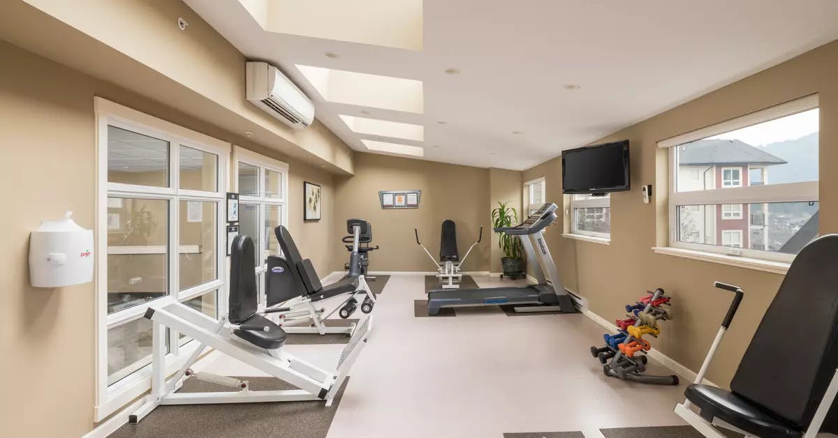 modern fitness facility at chartwell ridgepointe retirement residence